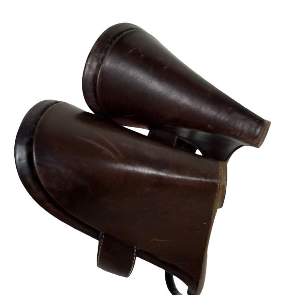 Prada Brown Leather Logo Wedge Sandals - Picture 6 of 8